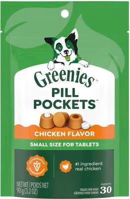 Greenies Pill Pockets Canine Chicken Flavor Natural Dog Treats, Tablet Size, 30 count